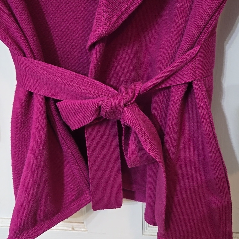 ALFANI Magenta BEAUTIFUL Women's Sweater 3/4 SLEEVE with Belt - Picture 3 of 5